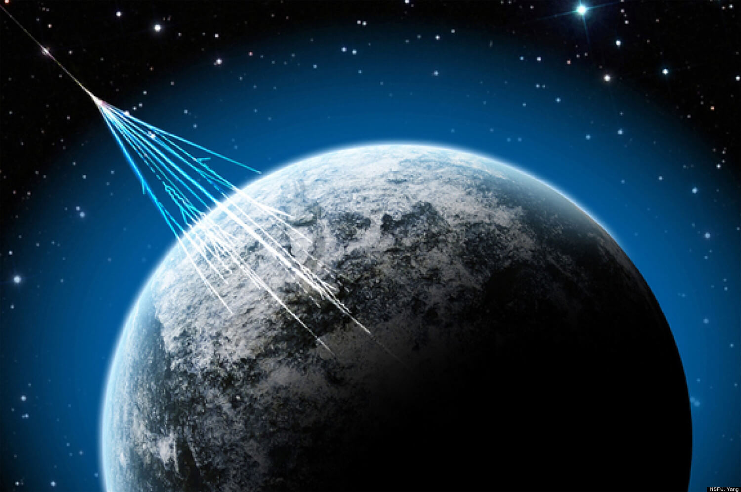 <strong>Cosmic Rays</strong><br />Credit: NSF/J.Yang